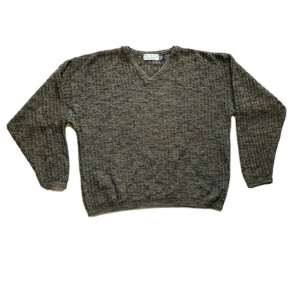 Vintage Bill Blass Sweater Mens XL USA Made Hand‎ Framed Chunky Knit V Neck - Picture 1 of 10